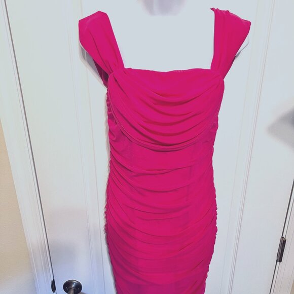 PrettyGarden Fashion/Casual-Pink (Rose Red) Off Shoulder-Rushed Fitted Mini-Smal - Picture 3 of 16